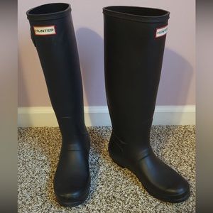 Matte Black Knee Length Hunter boots Size 7